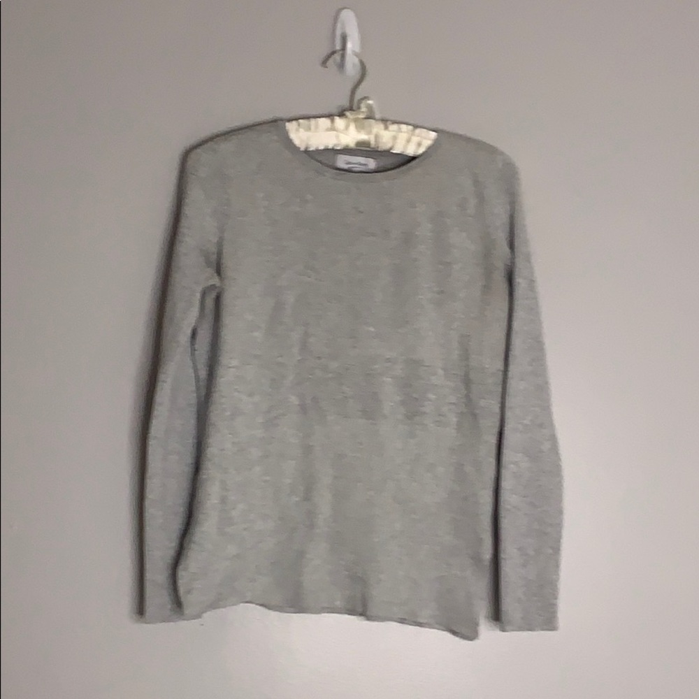 Calvin Klein fitted textured grey long sleeve sweater ribbed women’s size xs